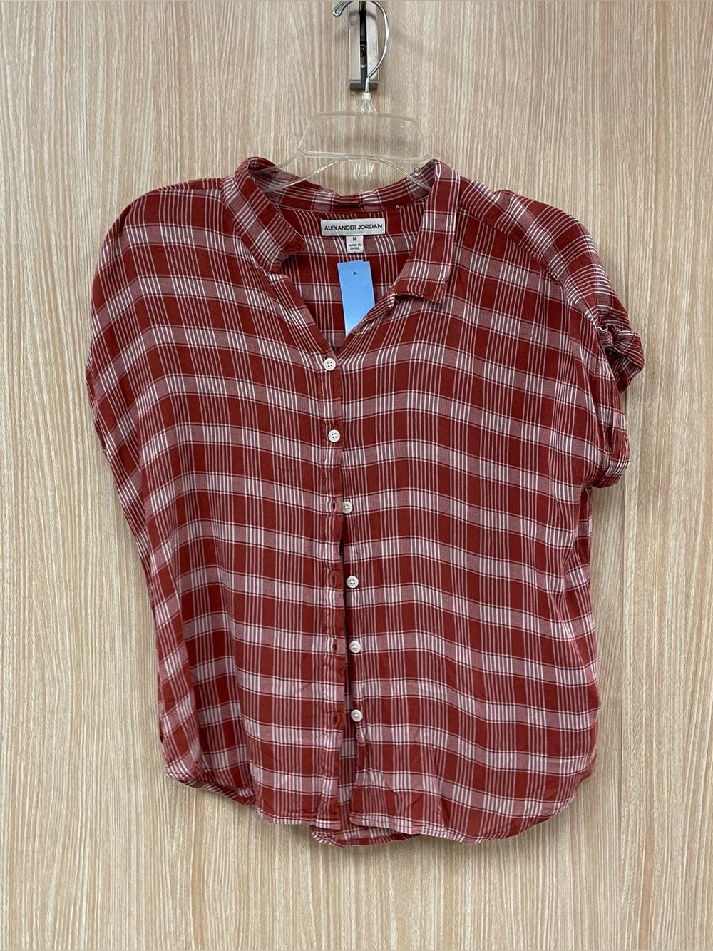 Alexander Jordan Red Plaid Blouse Size Medium